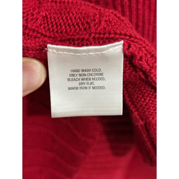 Classic Elements Red Cotton Cable Knit Open Front Long Cardigan Sweater Size 14W - Picture 7 of 9